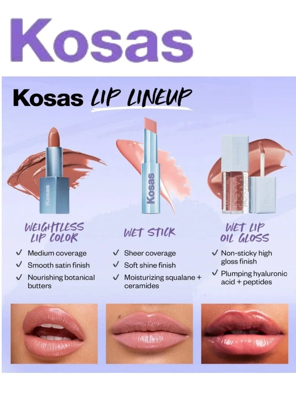 Kosas Moisturizing Lip Shine - Heatwave- Neutral Rosey Beige - Tinted Lip Balm